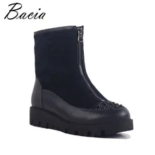 Фотография Bacia New Arrival 100% Real Fur Classic Mujer Botas Genuine Cowhide Leather Snow Boots Winter Shoes for Women Crystal MB022