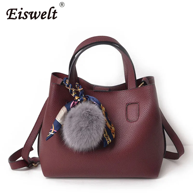 

Dropshipping Soft PU Leather Women Handbag Two Pieces Female Shoulder Bag Girls Messenger Bag Casual Women Burgundy/Black Bag