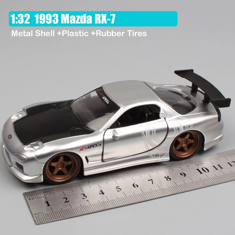 1:32 Масштаб Jada JDM тюнеры Ford GT Datsun 510 Chevy пикап Honda NSX Mazda RX-7 NISSAN Skyline GT-R R35 литая гоночная модель игрушки - Цвет: 1993 Mazda RX-7 Silv