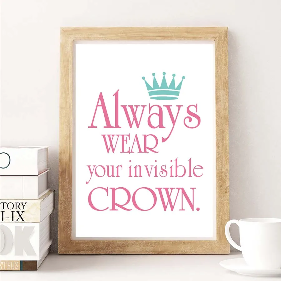 Always Wear Your Invisible Crown Inspirational Quote Canvas Art Print ...