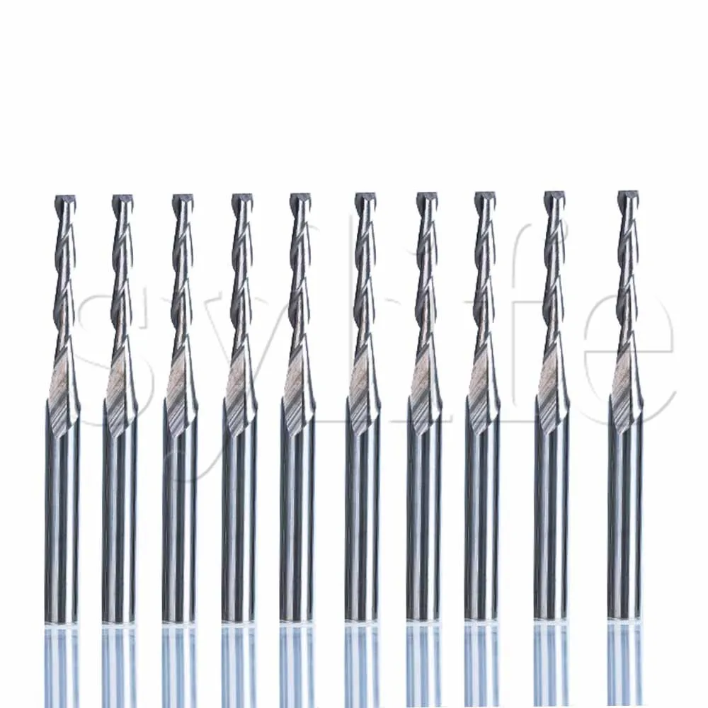 Cortador de Bits Pces Carboneto Sólido Dois Flauta Espiral Ced 2mm Cel 15mm 10