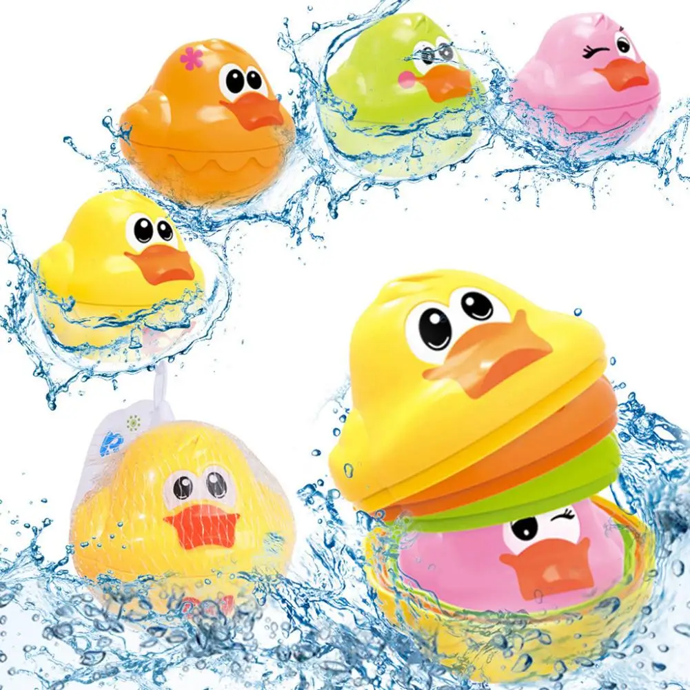 

4Pcs/Set Baby Bath Floating Colorful Duck Stacking Development Learning Kids Toy Intelligence Developmental Toys