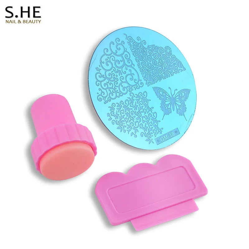 

60 Designs Nail Art Stencils Stamping Template Plates 1PCS Polish Stamp Nail Image Plate Stamper Scraper Set DIY Manicure Tools