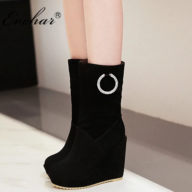 mid calf wedge heel boots