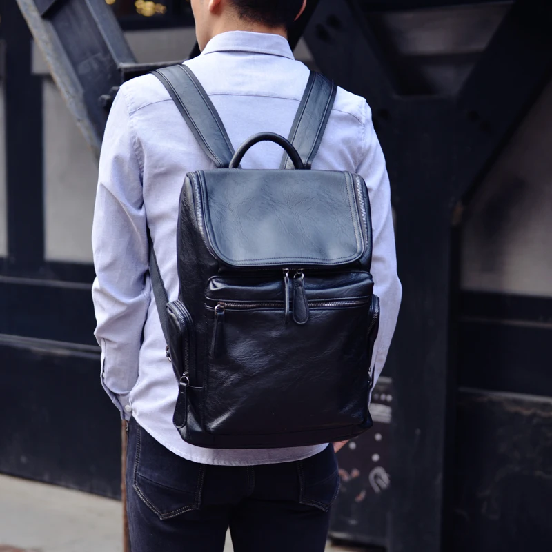 Для мужчин рюкзаки в форме ведра Мода Высокое качество кожа мужской Корейский студент рюкзак лагер Мальчик Бизнес ноутбук школьная сумка