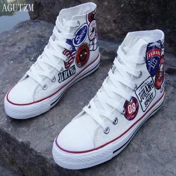 

Men's Vulcanize Shoes Men Spring Autumn Top Fashion Sneakers Lace-up High Style freehand sketching Man Shoes q69