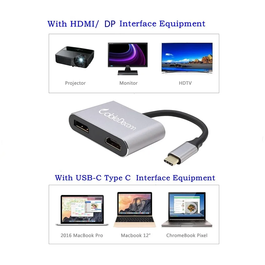 USB C концентратор к HDMI Displayport адаптер 3 1 type Thunderbolt DP 4K 60HZ кабель конвертер для Macbook| |