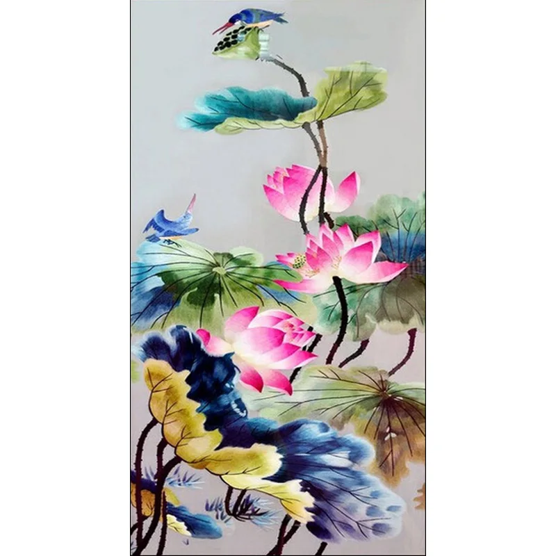 32*57cm Beautiful lotus 3d diamond art diamond embroidery paintings