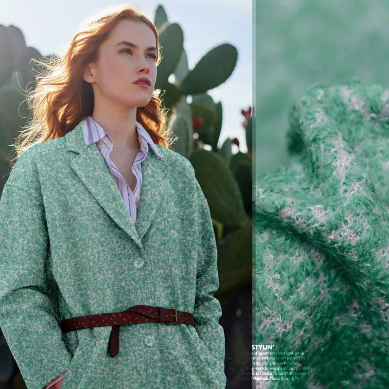 

Pink and green the temperament of super beauty circle wool fabric autumn and winter clothing fabrics