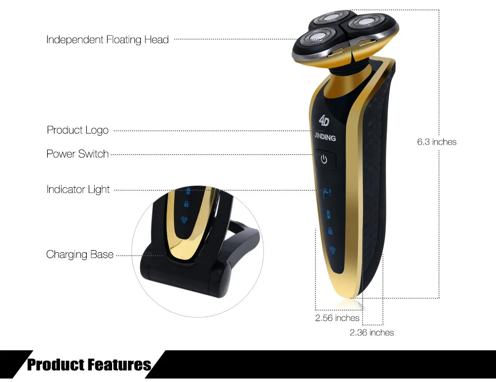 JINDING портативный электробритва с тремя лезвиями 4D плавающая Безопасная бритва для мужчин перезаряжаемая RQ8508C US PLUG