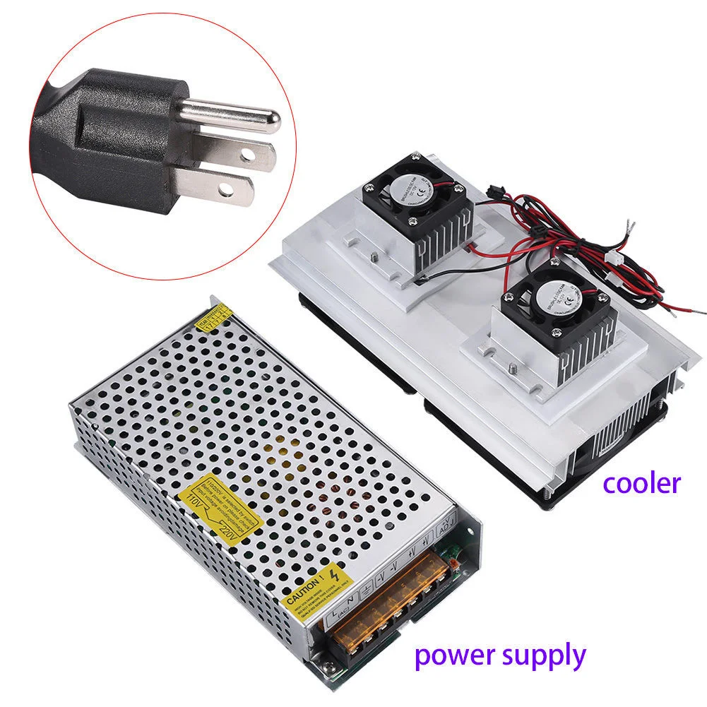 

US plug Dual Core Refrigeration Thermoelectric Peltier Air Cooling Cooler + Power Supply