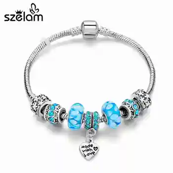 

Szelam 2019 Fashion European Heart Charm Bracelets For Women Silver Bracelets & Bangles DIY Original Jewelry SBR160151