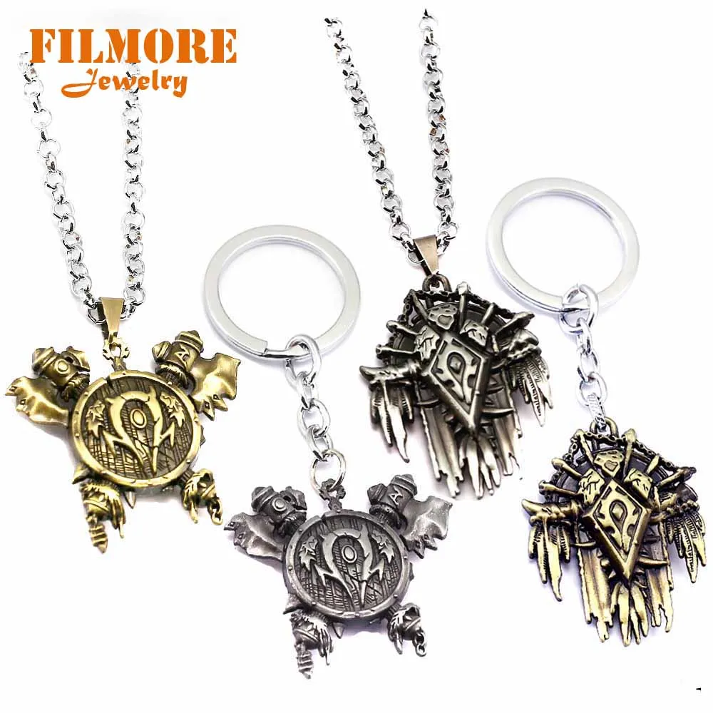 2019 Винтажные Ювелирные изделия Warcraft брелок с рисунком из игры Alliance Tribe Horde Metal 3D Sign