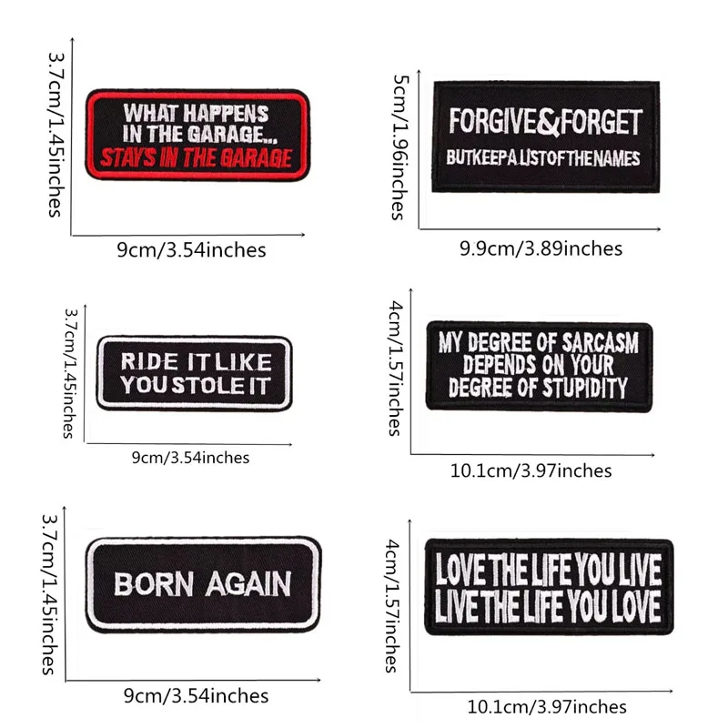 Левая грудь черная белая имя Простите и забудьте RIDE BORN AGAIN LOVE LIFE вышитая нашивка