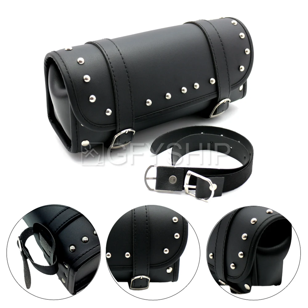 

Universal Motorcycle Fork Bag Motorbike Tool Bag Handlebar Bag PU Leather Saddle bag Front Rear Storage Tool Pouch 2 Straps