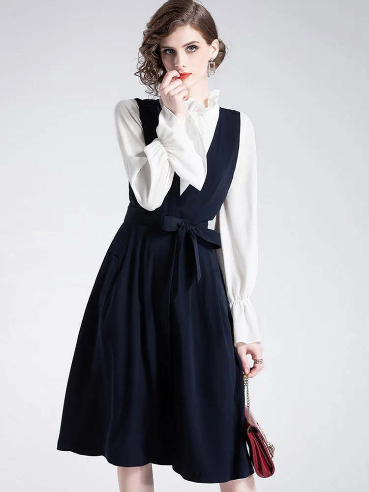 Hoge Kwaliteit 2019 Spring Fashion Designer vrouwen Jurk Pak Commuter Nieuwe Shirt + Rok Twee stuk Vrouwelijke Elegante sets Trend L213 Hoge Kwaliteit 2019 Spring Fashion Designer vrouwen Jurk Pak Commuter Nieuwe Shirt + Rok Twee stuk Vrouwelijke Elegante sets Trend L213