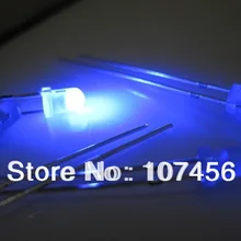 100 шт 3 мм синий ультра яркий рассеянный синий светодиодный светильник молочно-белый объектив Большой/широкоугольный светодиод