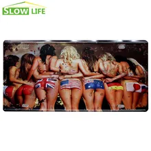 Горячая девушка вокруг мира автомобиль номерной знак Винтаж Домашний Декор оловянный знак бар декоративный металлический знак для гаража Ретро ухабистый металлический налет