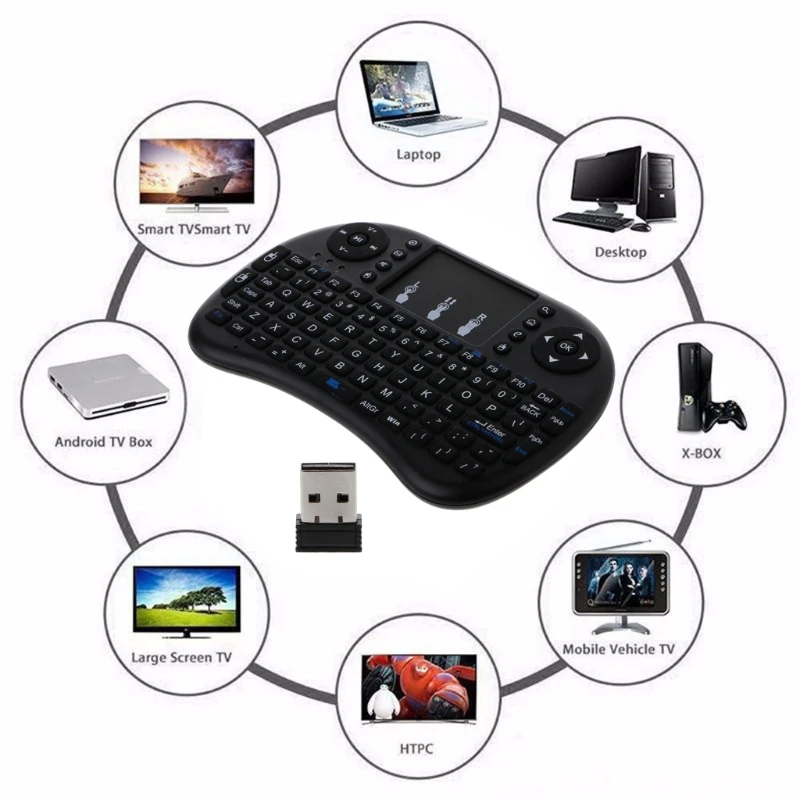

English 2.4GHz Wireless i8 Keyboard Touchpad Fly Air Mouse For Android TV PS3