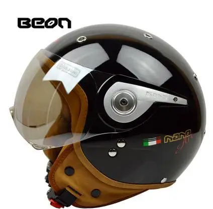 Винтажный мотоциклетный шлем vespa casco capacete с открытым лицом capacetes motociclistas - Цвет: bright black