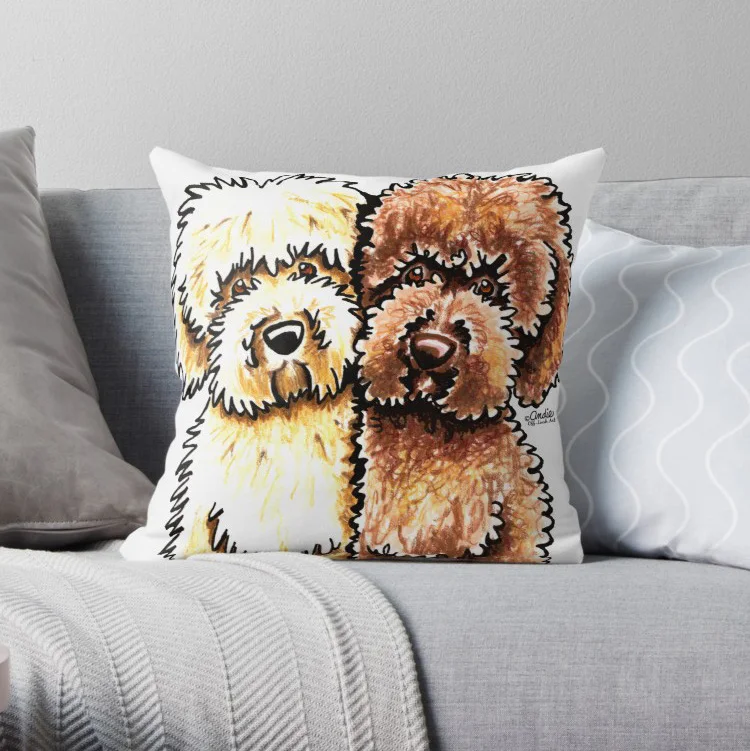 

Cream & Chocolate Labradoodles Pillow Covers Cases Pattern Nordic Cover Cushion Pillowcase Square Print