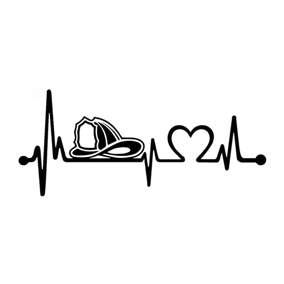 Firefighter Fireman Helmet Heartbeat Lifeline Car Sticker Vinyl Car-styling Reflective Decal Sticker Funny for Car 20.3cm8 (7)