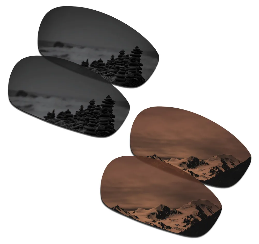 

SmartVLT 2 Pairs Polarized Sunglasses Replacement Lenses for Oakley Split Jacket Stealth Black and Amber Brown