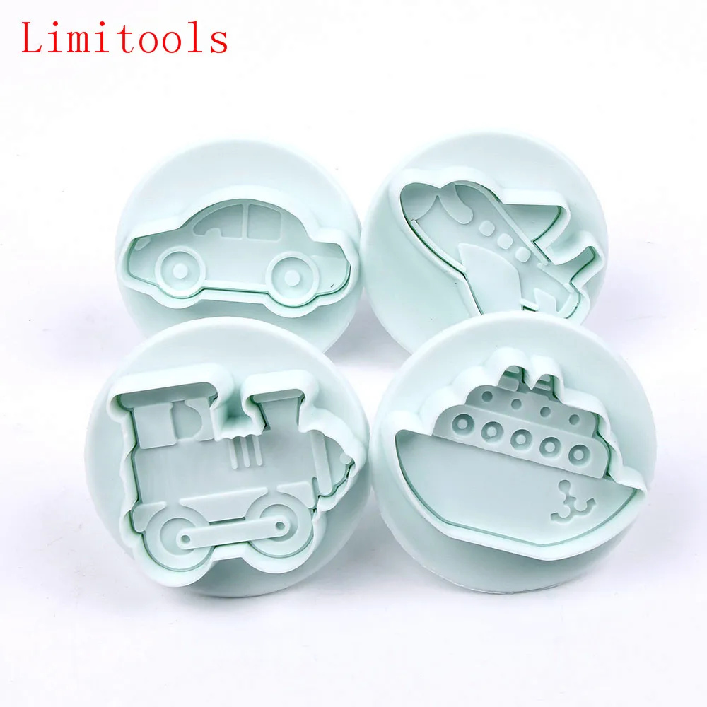 

4PCS/LOT Missile vehicle,Tank, Armored car Sample Plastic Cookie Cutter, Fondant Cake Tools, Cake Decorating DIY Molds