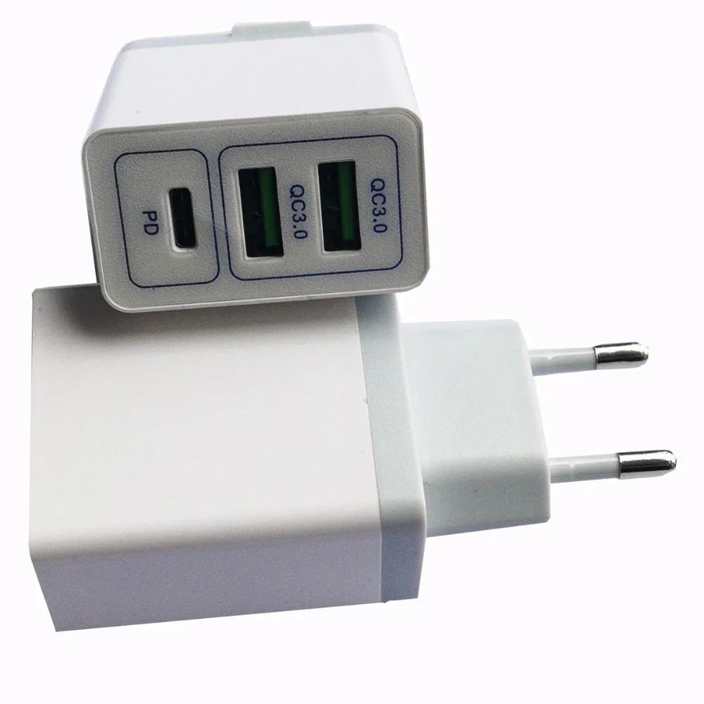 

3 Ports USB Type-C/PD+QC 3.0 USB Wall Fast Charger For iPhone Xs MAX Xr Xs X 8 Plus MacBook Pro Nintendo USB-C PD Fast Charger