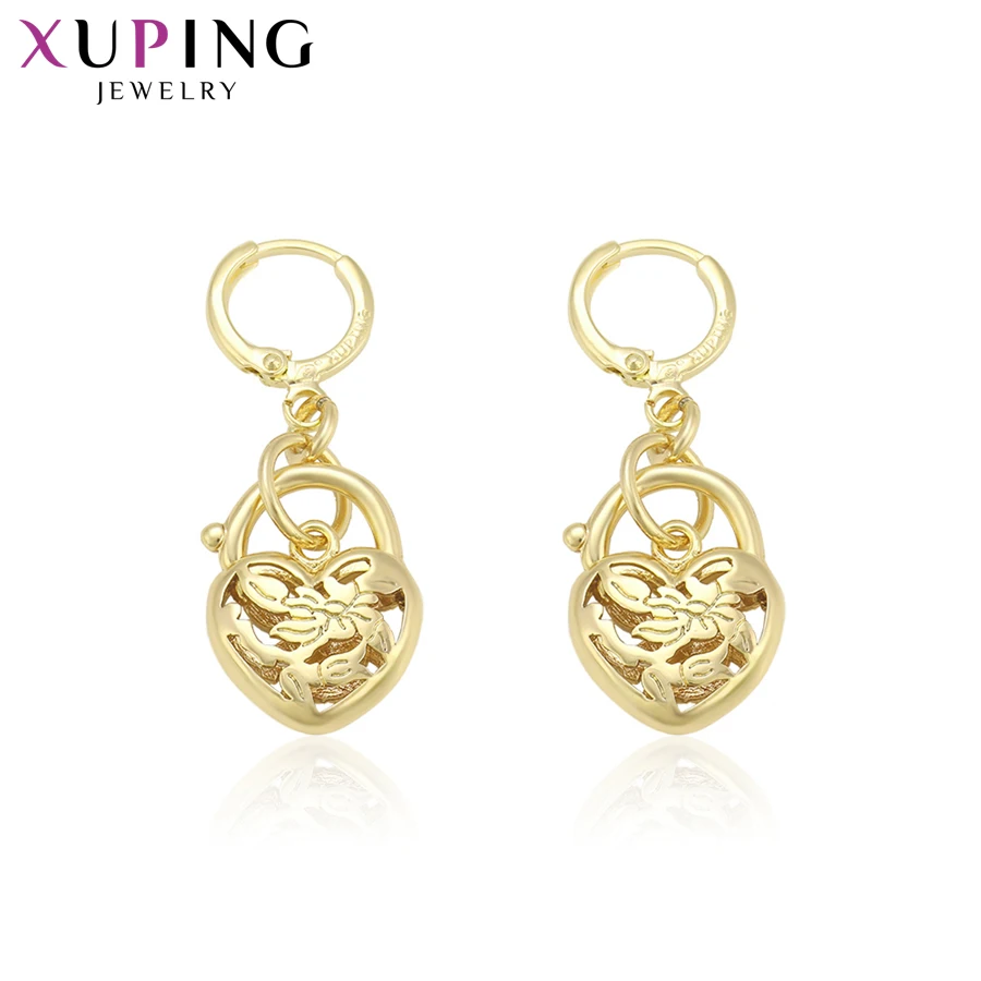 

Xuping Fashion Heart Shaped Earrings Charm Style Eardrops for Women Light Yellow Gold Color Plated Jewelry Gift S79-94366