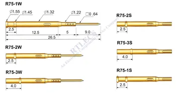 

100pcs R75 Series Test Probe Receptacle Length 26.5 mm Test Pogo Pin Connection with P75 Spring Loaded Bare PCB Test Pogo Pin