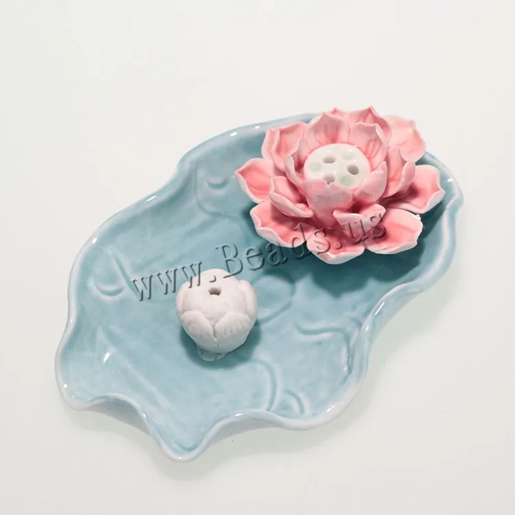 Ceramic Incense Burner Holder Portable Porcelain Lotus Flower Censer  Aromatherapy Furnace Holder Use In Home Office Teahouse