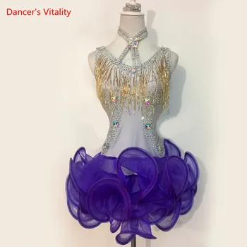 

Professional Children's Latin Dance Competition Dress Women Latin Dance Clothes For Lady Girls Dance Stage Performance Costumes