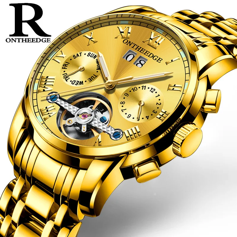 

business mens watches Mechanical automatic Switzerland wristwatches luxury gold man stainless steel Tourbillon Multifunction
