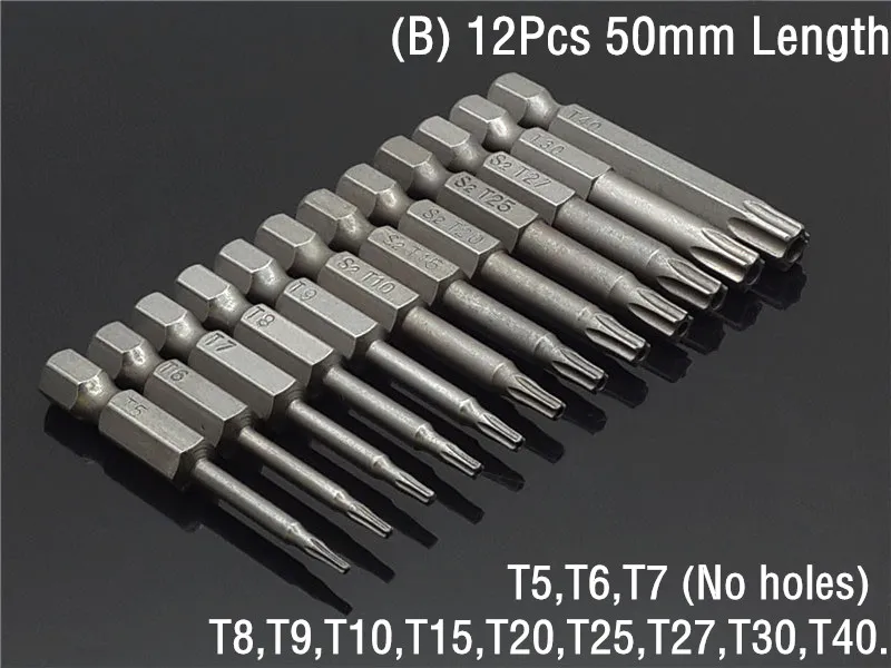 50mm 8Pcs OR 12Pcs Set Security Tamper Proof Magnetic Screwdriver Drill Bit Screw Driver Bits Hex Torx Flat Head 1/4" Hand Tools - Image 6