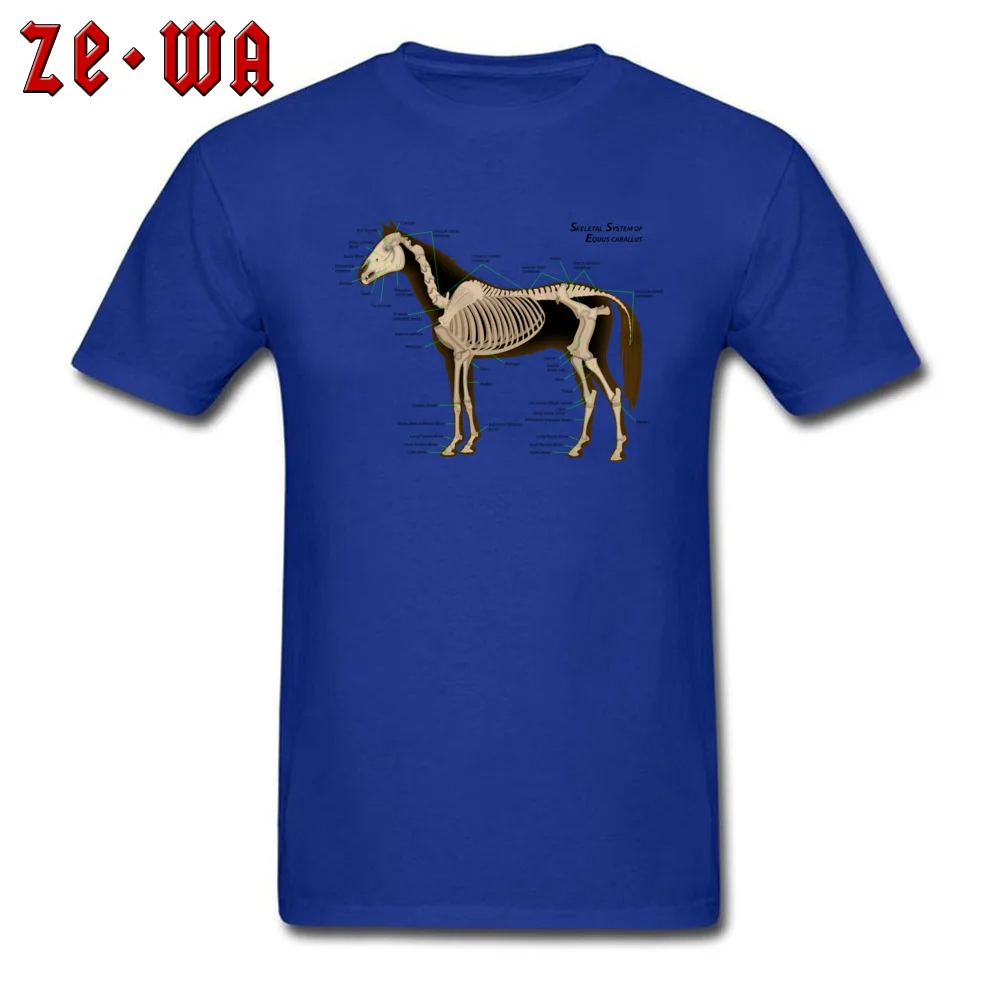 Casual Horse Anatomy Top T-shirts Brand Summer Short Sleeve Crewneck Tops Shirt Cotton Fabric Men Normal Tee Shirts Horse Anatomy blue