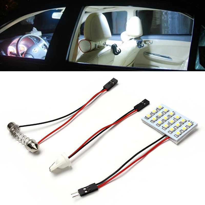 

Universal 18 SMD 1210 T10 3528 Dome Festoon Adapter LED Car Dome Reading Light Interior Panel Dashboard Lamp DC 12V Car-styling