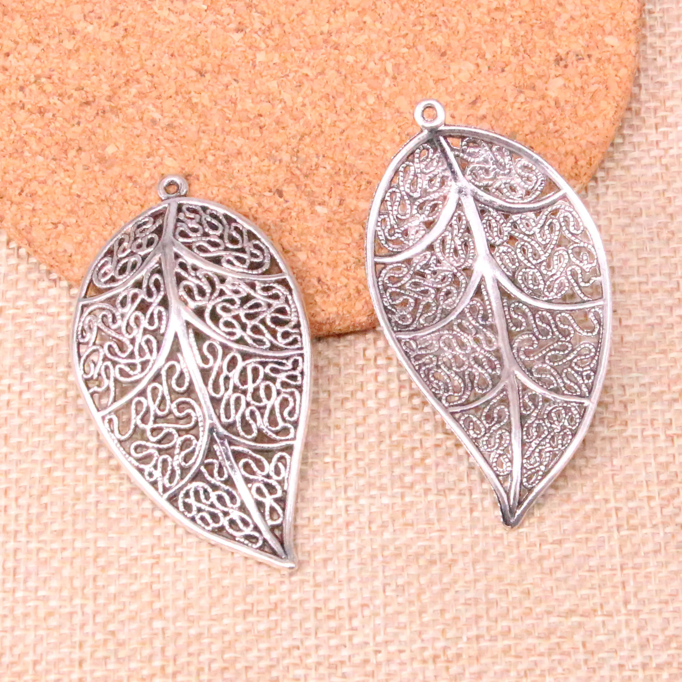6pcs Tibetan Silver Plated leaf Charms Pendants for Jewelry Making DIY
