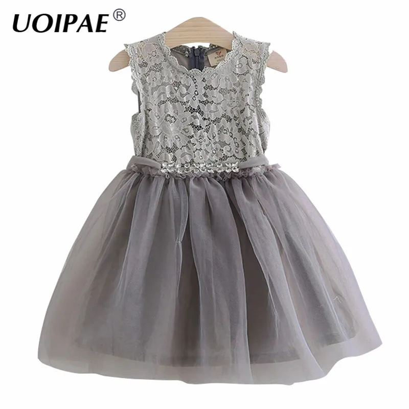 

Dress Girl Princess 2018 Spring New Fashion Lace Mesh Children Party Dress Rhinestone Belt Sleeveless Kids Clothes Girls 4754W