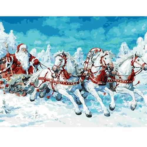 Santa Claus Snowman DIY Oil Painting Colors On Number Canvas Paint Pictures By Numbers For Home Christmas Decoration - Цвет: E538