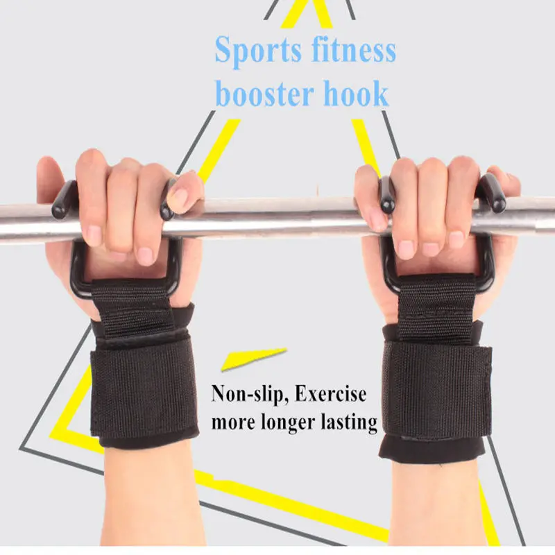  Weightlifting Hook with Heavy Duty Wrist Adjustable Strap Power Lifting Support Hooks for Fitness B