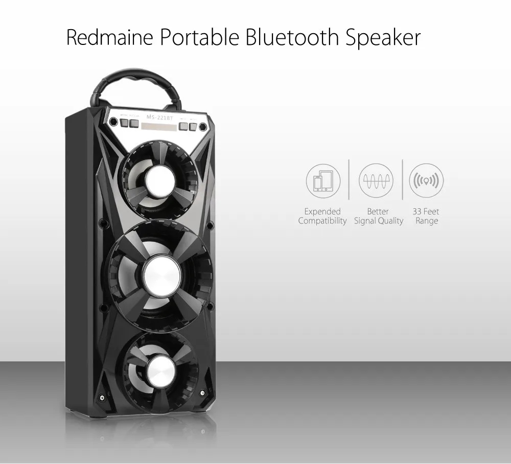 Redmaine MS-221 BT Многофункциональный портативный Bluetooth AUX динамик с BT/fm-радио режим с мощным СВЕТОДИОДНЫЙ Цветной подсветкой