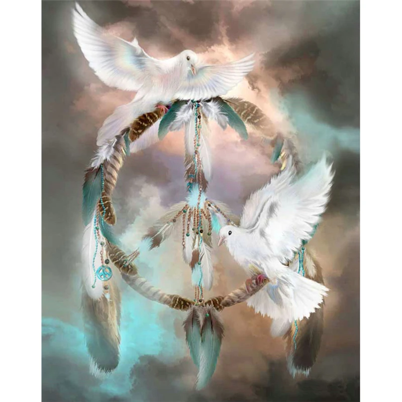 

Dream catcher & pigeon DIY 5D Diamond Embroidery Crystals Diamond Mosaic Round Rhinestones Diamond Painting Cross Stitch DW257