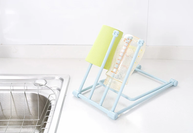 Foldable Kitchen Storage Rack Vertical Multi Functional Towel Holder Bottle Shelf Cup Rack Dishcloth Hanger PP Portable Holder (5)