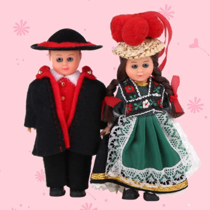 

4inch Ethnic Doll 2pc/Set Kids Toy Mini Ethnic Clothes Doll France Couple Girl/Boy Apparel Dolls Baby Toy Birthday Gift 1002-008