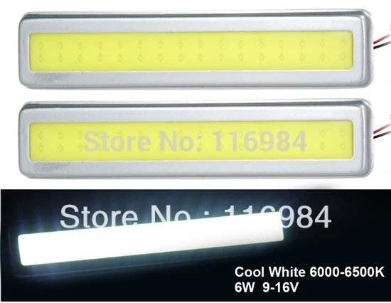 

2PCS x silver shell 14.5 x 1.7cm COB Bulb Car LED Daytime Running Light DRL Fog Driving Lamp