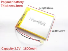 3.7V 1800mAh Lithium Polymer LiPo Rechargeable Battery cells power For PAD GPS PSP Vedio Game E-Book Tablet PC Power Bank 306070