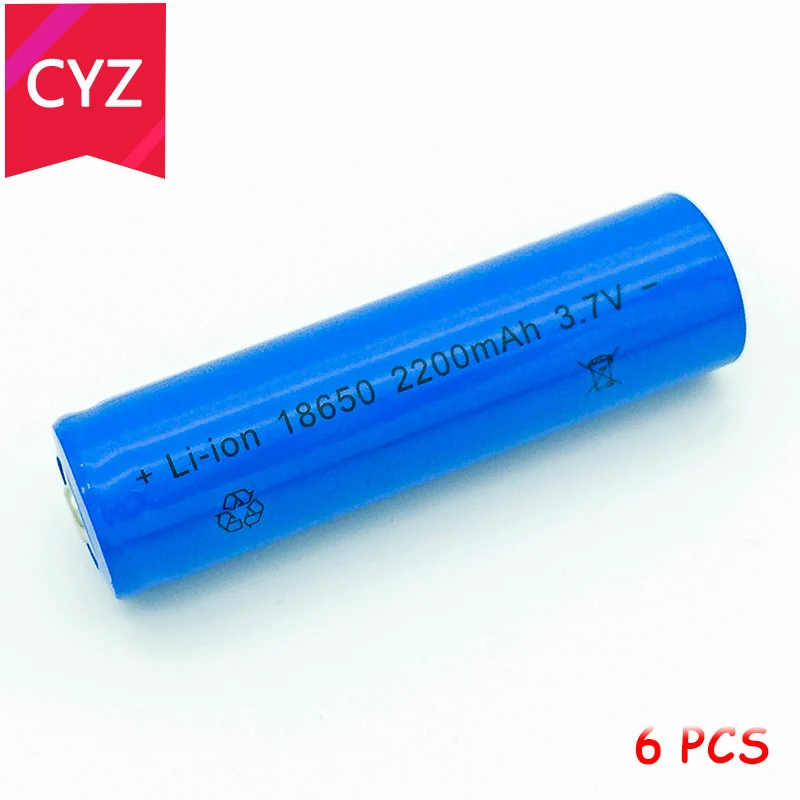 

6PCS 18650 3.7V 2200mAh(Not AA) Battery batteries lithium Li Ion Rechargeable Large Capacity Flashlight New Power free shipping