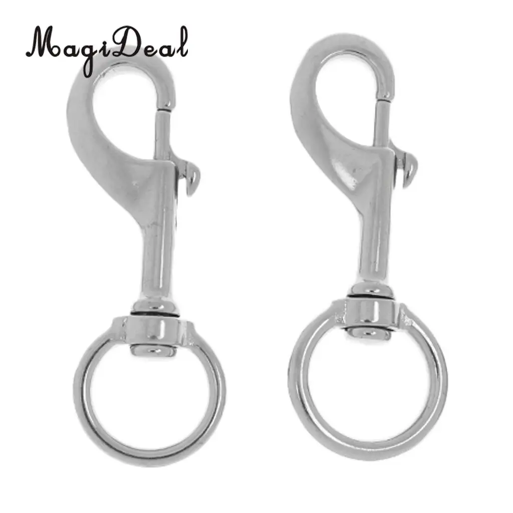 2 Pieces 316 Stainless Steel Scuba Diving Swivel Eye Bolt Snap Hook Buckle Spring Loaded Clip