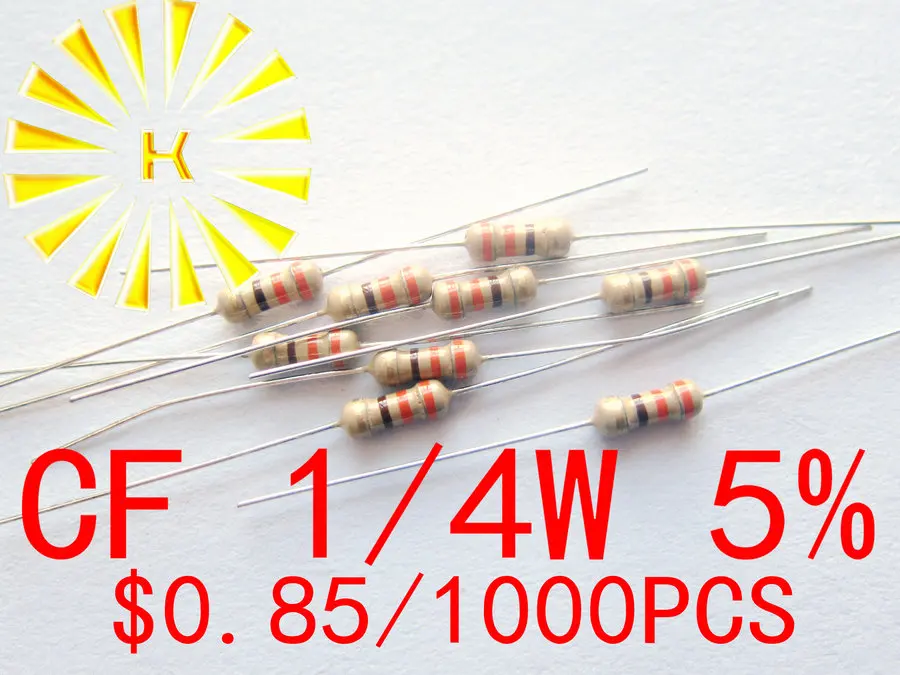 

1/4 Вт 5% 0,1-1000 R 1R-10M карбоновый пленочный резистор x шт.